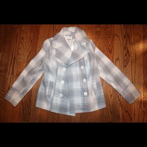 Plaid Double Breasted Pea Coat